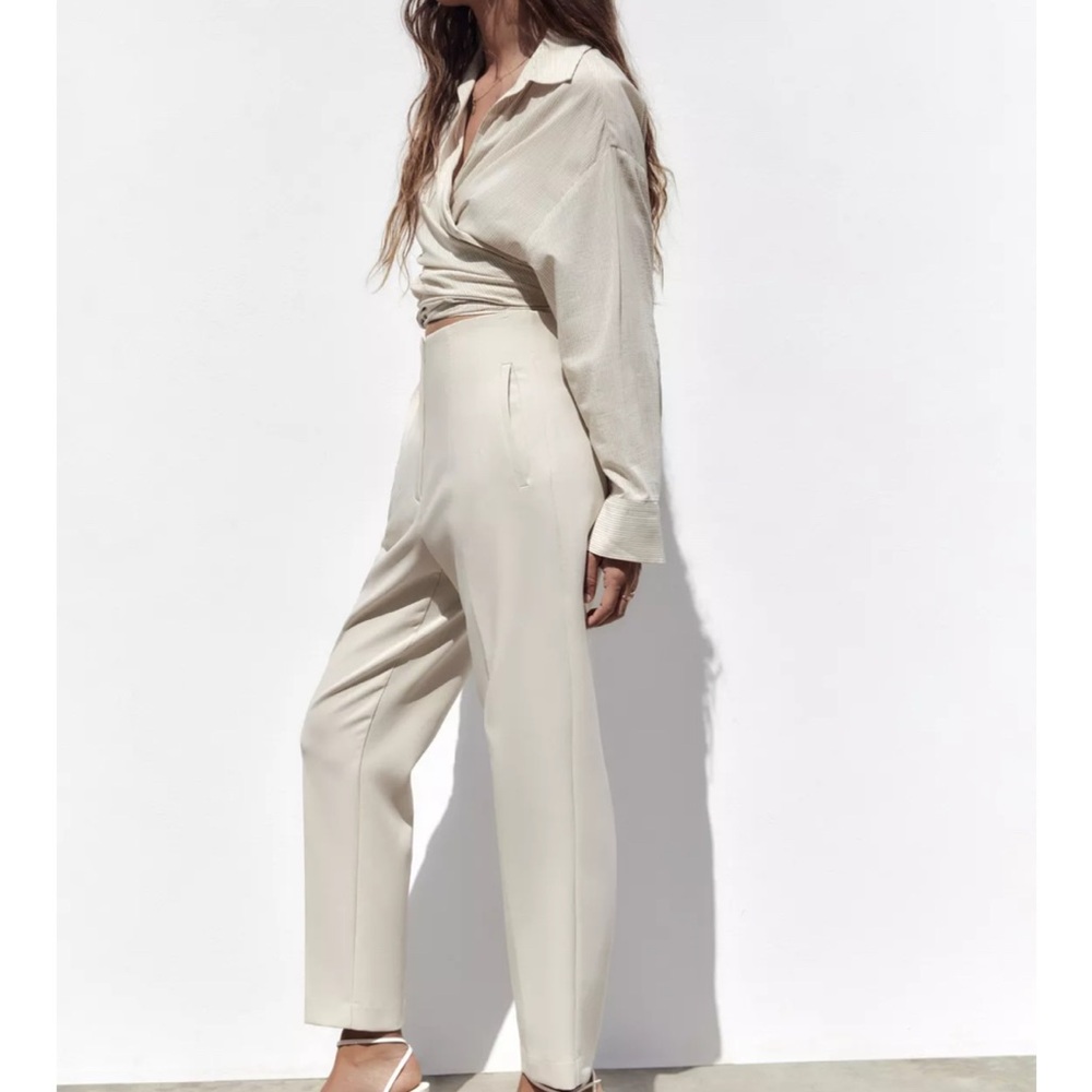 NWT Zara Beige / Tan High Waisted Pants - Viral Workwear - XS - Picture 2 of 10
